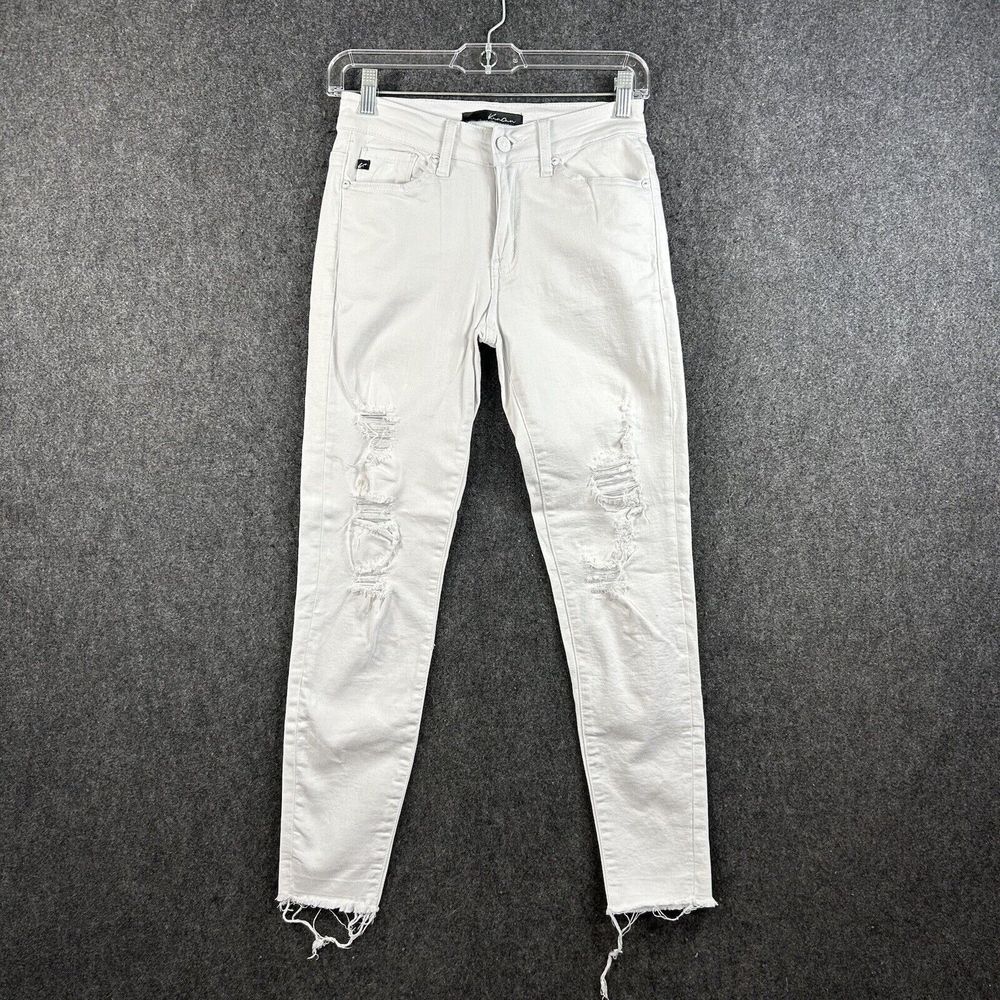 Kancan Kayla Skinny Jeans Women’s 3/25 White Distressed Raw Hem